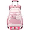 Amythe Zaino Trolley Ragazza - 6 Ruote Amovibile, 9-16 Anni, Rosa | Zaino con rotelle scuola ragazza. Laptop 15,6. Manico regolabile 48-90cm. 32×20×46cm. Impermeabile. Ideale scuola & viaggi.
