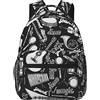 ANGYANG Zaino casual Musica rock Strumenti musicali Zaino classico Borsa da scuola resistente all'acqua Zaino casual con tasche laterali