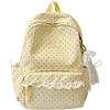 Generic Zaino a Pois Coquette in Pizzo | Zaino grande per laptop resistente all'acqua con finiture in pizzo e ciondolo femminile, zaino casual Kawaii in nylon