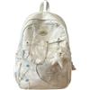 PithCogent Zaino Y2k Borsa da scuola per ragazze spaziosa e carina 12, 2 × 5, 5 × 16, 9 pollici Bianca