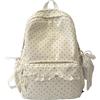 Generic Zaino a Pois Coquette in Pizzo | Zaino grande per laptop resistente all'acqua con finiture in pizzo e ciondolo femminile, zaino casual Kawaii in nylon