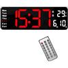 Lancoon Orologio da Parete Digitale, 13 Pollici Schermo LED con Telecomando Supporto Batteria Porta di Ricarica Temperatura Calendario Settimana per Soggiorno Casa