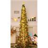 HMASYO Albero di Natale Artificiale a Paillettes 180cm con 100 Luci a LED Timer e Telecomando, Montaggio Istantaneo, Alimentazione USB - Decorazione per Interni Casa, Appartamento, Veranda, Feste
