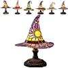 Generico Lampada a cappello da strega incandescente con cappello da strega, luce notturna in resina, comodini, lampada da tavolo per camera da letto per bambini, decorazione per camera da letto a tema