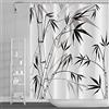 SDOTPMT 180x213cm Bambù Silhouette Tenda da doccia Bambù Foglie Schizzo Bianco Tenda da bagno Classico Pittura a china Tenda da vasca per bambini Bagno Poliestere Impermeabile con ganci