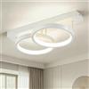 WOKNOS Plafoniera LED 38cm,4000K Bianca Moderna Doppio Anello Rotonda,Lampada con Struttura in Metallo e Striscia Silicone,per Camera da Letto,Cucina,Ingresso,Soggiorno,Corridoio,Sala da Pranzo