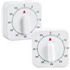 Wisebom 2Pcs Timer da Cucina, Timers da 60 Minuti con Allarme Forte, Contaminuti Quadrato, Batteria non Necessaria, Timer Cucina Meccanico per Cucinare, Fare Sport, Studiare, (Plastica, Bianco)