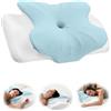 eSynic Cuscino Cervicale in Memory Foam Ergonomico con Doppia Altezza 11/13cm, Cuscino Ortopedico per Chi Dorme sul Fianco o Supino, Federa Ice Silk Traspirante Lavabile, 60x39cm - Azzurro
