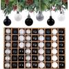 Anstore Set di 54 mini palline di Natale, colore nero, bianco e argento