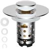 Shengxi 3 in 1 Tappo Lavandino Bagno, Tappo di Scarico Pop up con Filtro Rimovibile, Scarico Lavabo Universale in Acciaio Inox per Il Foro di Drenaggio di 30-60mm
