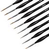 KINBOM 9 Pezzi Fine Detail Pennello Miniature Pennelli Kit Mini Paints Brush Set per Acrilico, Acquerello, Olio, Viso, Chiodo, Pittura in Scala Modello, Disegno a tratteggio (Nero)