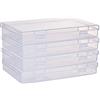 BENECREAT 4 Pack Scatole Rettangolari in Plastica Trasparente con Coperchio Incernierato 17x10,5x2,6cm Contenitore per Perline per Oggetti, Pillole, Erbe, Piccoli Perline