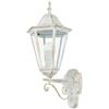 Licht-Erlebnisse Applique da esterno in vetro alluminio bianco IP44 giardino terrazzo H:50,5 cm E27 lanterna nostalgica Applique rustica da esterno BRISTOL