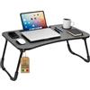 AkitaInk Vassoio da Scrivania Pieghevole per Laptop - Supporto Portatile con Portabicchieri, Tavolino da Letto e Divano, Nero 60x40x26 cm