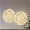 Lights4fun Set di 2 Sfere Luminose Argentate da Appendere 28 cm a 800 Micro LED Bianco Caldo con Timer Decorazione Natalizia per Interni ed Esterni