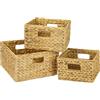 HMF Cestino portaoggetti HMF intrecciato in giacinto d'acqua, cestino decorativo con manici per riporre oggetti in bagno, cucina e zona giorno | Set da 3 | Dimensioni 22 + 26 + 30 cm | Naturale