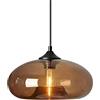 HJXDtech 28cm Lampada a Sospensione in Vetro Vintage Industriale,Presa E27, Altezza regolabile, Singolo Lampadario da Soffitto per Sala da Pranzo, Cucina e Soggiorno (Marrone)