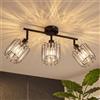 LVWIT Faretti Led Soffitto Orientabili Cristallo, Plafoniera 3 Faretto Led, Lampadari Faretti da Soffitto Regolabili, Faretto Nero E14 Vintage Per Barra, Salotto, Cucina, Corridoio (Senza Lampadina)