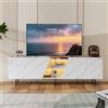 JiaOyu Mobile TV con luci a LED per televisori fino a 85 pollici, moderno, lucido, con vano portaoggetti, per soggiorno, camera da letto, motivo marmo (bianco + 220 cm)