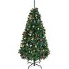 Outsunny HOMCOM Albero di Natale 150cm con 420 Rami in PVC Ignifughi, Albero di Natale con Decorazioni e Rami Folti, Verde
