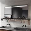 Sirhona Specchio da Bagno con Illuminazione 120x60cm, Mensola di Appoggio, Specchio LED Luminoso con, Antiappannamento, Regolabile in Intensità e 3 Colori Regolabili, Cassetto per il Trucco, Piccolo