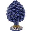 sicilia bedda - Pigna Siciliana con Piede Decorato - Modello Maioliche - Ceramica di Caltagirone (Altezza 17 x 10, Blu)