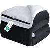 CHOSHOME Coperta Pile Doppio Strato Vello, Coperta Calda e Confortevole Coperta Divano Super Caldo Morbida Plaid Divano Super Morbida 130x150CM Nero