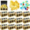 BAIFULAI Set di 12 scrigni del tesoro in plastica con pietre preziose e monete d'oro, regalo per bambini per conservare e decorare