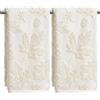 Artoid Mode Set da 2 Asciugamani Autunnali Beige Jacquard Foglie 3D 35x75cm | Telo da Bagno Stagionale Pigne Fall 100% Cotone Morbido Assorbente per Bagno Decorazione