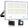 LAMLAMCK Faretto LED Da Esterno Con Sensore Di Movimento - 100W 5000LM 6 In 1 Lampada Da Esterno Con Sensore Di Movimento, IP67 Impermeabile 7000K Bianco Faro LED per Giardino, Cortile, Garage, Strada
