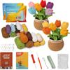 Keboyoe 2 Fiori Kit Uncinetto Tulipano per Principianti, Tutorial Illustrati Video | Amigurumi Uncinetto Piante Kit All'uncinetto Borsa Completo per Regali Fai Da Te Teper Mamme Nonne Amici e Compleanni