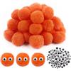 TOAOB THE ONE AND ONLY BABY TOAOB 50 Pezzi Pompom per Lavoretti 50mm Pompon Arancione | Con Occhi Mobili, Grandi Palline Di Feltro, per Cucito Fai Da Te Decorazioni Festa Artigianato