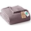 Exclusivo Mezcla Coperta in 100% cotone a nido d'ape, per divano, leggera, traspirante, morbida coperta per primavera estate, decorazione della stanza, viola prugna, 127 x 152 cm