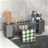 Zimoer Organizer Cucina Multifunzionale, Portaspugne per Lavello Cucina con Porta Posate, Organizer Lavello Cucina in Plastica Durevole, Ideale per Spugne, Posate e Utensili da Cucin (grigio)