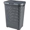 Curver 189211 - Cesto per biancheria in polipropilene aspetto vimini, 60 L, Nero