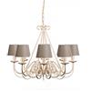 Qazqa giuseppe - Lampadario con paralume Classico - 8 luce - H 1100 mm - Taupe - Design I Rustico - Soggiorno
