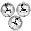 COSORO Disco Mirror Ball,3 Pezzi Disco Ball Decorazioni,Palla Discoteca per Torte Decorazioni,Alberi di Natale,Ghirlande Natalizie,Festa da ballo Matrimonio Compleanno Carnevale,Scintillante,Argentata(10cm)