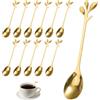 PetGlimmer 12 Pezzi di Acciaio Inossidabile a Forma di Foglia Set Cucchiaini 12 cm | Cucchiai Acciaio Inox, Mini Oro Cucchiaini da Dolce, Cucchiaini da Caffè Piccoli, Utilizzato per Acqua, Tè, Latte, Dessert