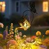 GuKKK Annaffiatoio a energia solare, con gancio da pastore, resistente alle intemperie, con sfera di vetro a LED, per matrimoni, marciapiedi, cortile, terrazza, giardino, decorazione regalo
