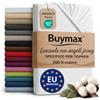 Buymax® Lenzuolo con Angoli per Topper Matrimoniale 180x200 cm - 100% Cotone Jersey, Bianco, per per Materassi fino a 12 cm di Altezza