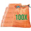 Bazko 100 sacchetti a rete raschel 50 x 80 cm, 30 kg, colore: arancione | Borsa per patate e cipolle, frutta, verdura, borsa per legna da ardere