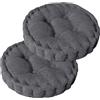BUERPINKING Set di 2 cuscini rotondi da pavimento, 40 x 40 cm, in cotone, imbottiti, spessi, per yoga, per interni ed esterni, grigio scuro