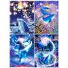DCIDBEI 4 Pezzi Diamond Painting Delfino 30x40 cm Diamond Painting Delfini Diamond Painting Delfini Puzzle Perline Adesive a Forma di Delfini Paint 3D Delfino Diamond Painting Paesaggi Mare Adulti