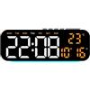 Drivstraw Orologio digitale da parete con display a LED, ora, data, temperatura, luminosità regolabile, diverse impostazioni di allarme, adatto per casa, ufficio, camera da letto, palestra, anziani (D