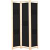 vidaXL Divisorio a 3 Pannelli Nero 120x170x4 cm in Tessuto