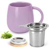AOOTE Tazza di Ceramica con Filtro, 480ml Tazza con Coperchio per Macerare, Tazza da tè in Porcellana con Infusore, per caffè, Latte, Adatto alla Lavastoviglie, per Gli Amanti del tè, Viola