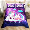 Homemissing Unicorno dei bambini Copripiumini Galaxy Fantasy Animale Decorar Ragazza Ragazza Giovanile Arcobaleno Fantasy Cavallo Copripiumone Morbido Viola Blu Starlight Set Copripiumino 135x200cm