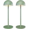 Ledvion - 2x Lampade da Tavolo LED Ricaricabili, Verde Salvia, Dimmerabili 2700K-5000K, 110 Lumen, IP54, Batteria 2000mAh, Controllo Touch, Regolabili, USB-C, Uso Interno & Esterno, Vita