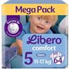 ESSITY Libero Comfort Pannolini Taglia 5 Pacco Scorta (11-17Kg) Offerta Confezione 64 pannolini