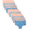 Amazon Essentials Boxer Intimi in Jersey di Cotone Bambine e ragazze, Confezione da 10, Pesca/Fiore/Strisce, 9-10 anni